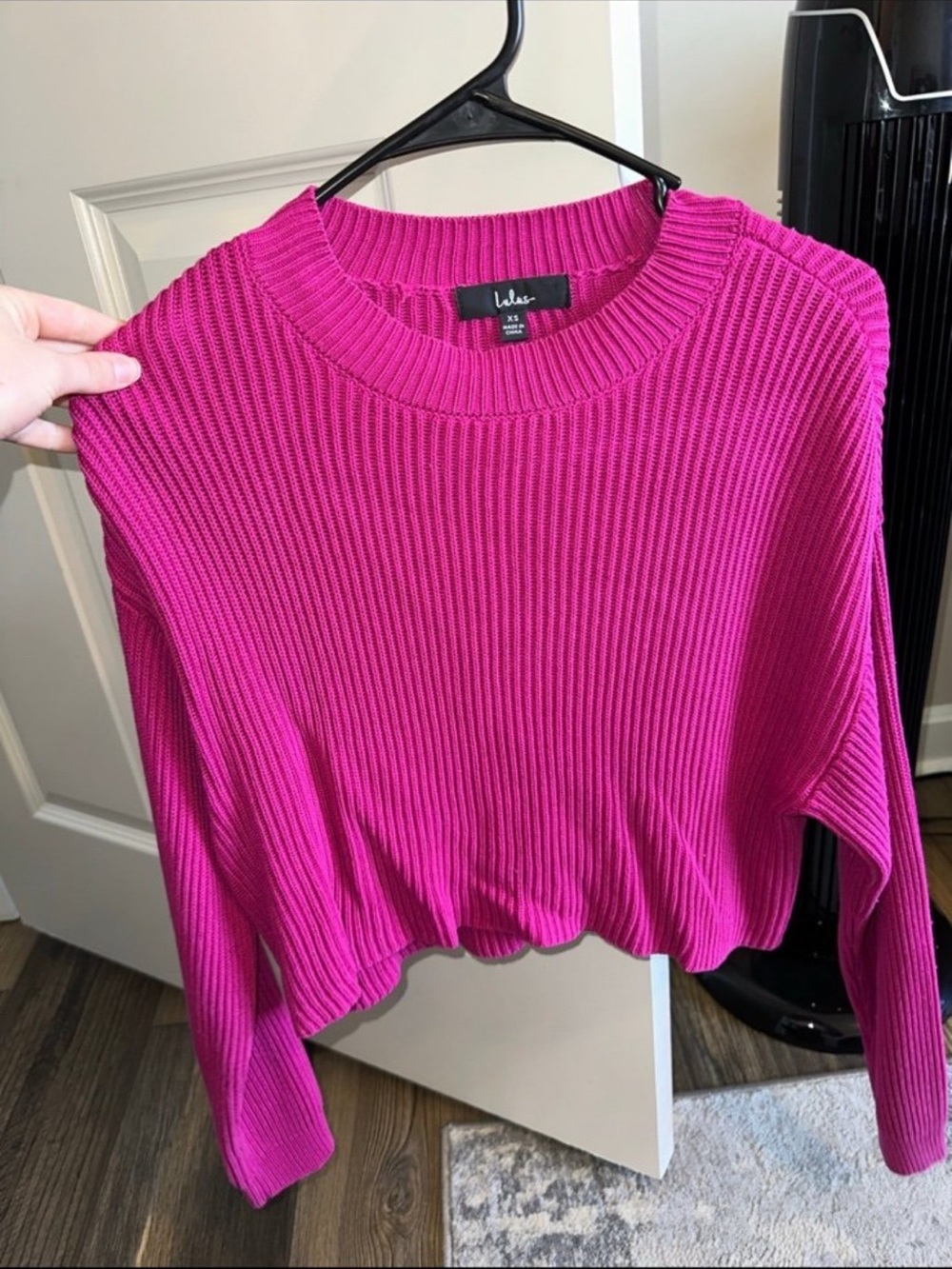 Lulu's Vibrant Fuchsia Ribbed Crewneck Sweater